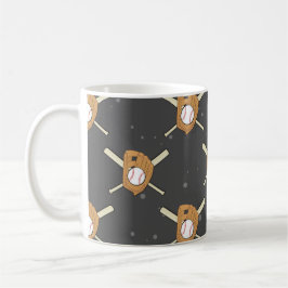 Baseballsymbole - Nahtloses Muster auf dunklem Hin Kaffeetasse