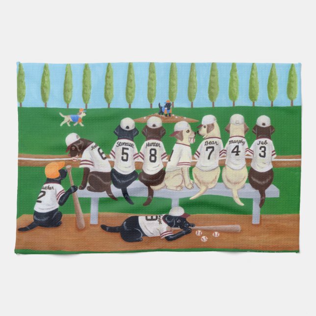 Baseballteam Labradors Geschirrtuch (Horizontal)