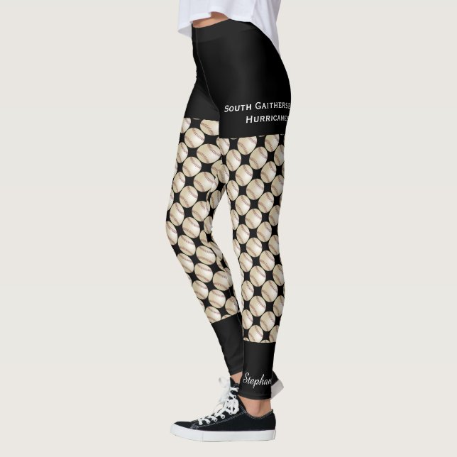 Baseballteam, Schwarze Fake, Name Leggings (Links)