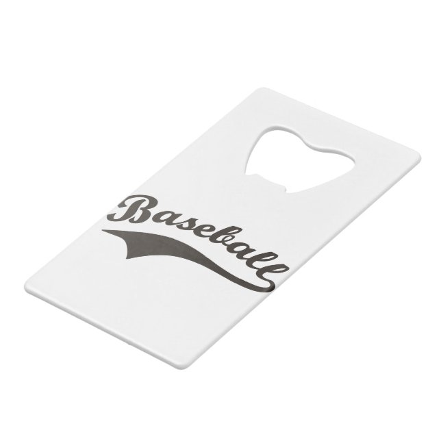 Baseballtext Geldbeutel Flaschenöffner (Vorderseite Schrägansicht)