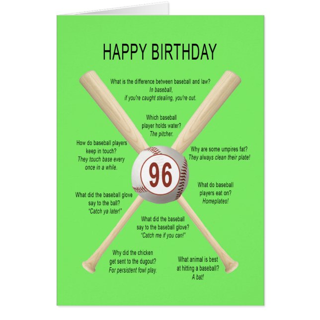 Baseballwitze zum 96. Geburtstag (Vorne)