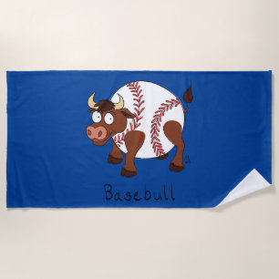 Basebull Funny Baseball Plage Bull et Serviette Sp