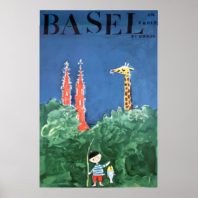 Basel Art Schweizer Reiseposter Schweiz Druck Poster (Vorne)