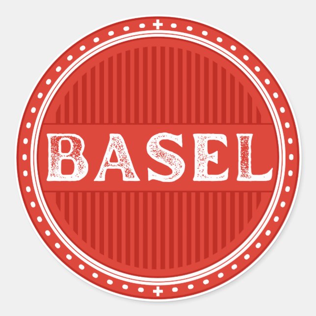 Basel City Pride Emblem – Schweizer Identität Runder Aufkleber (Vorderseite)