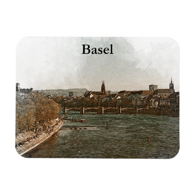 Basel , Schweiz Europa City Panorama View Magnet (Horizontal)