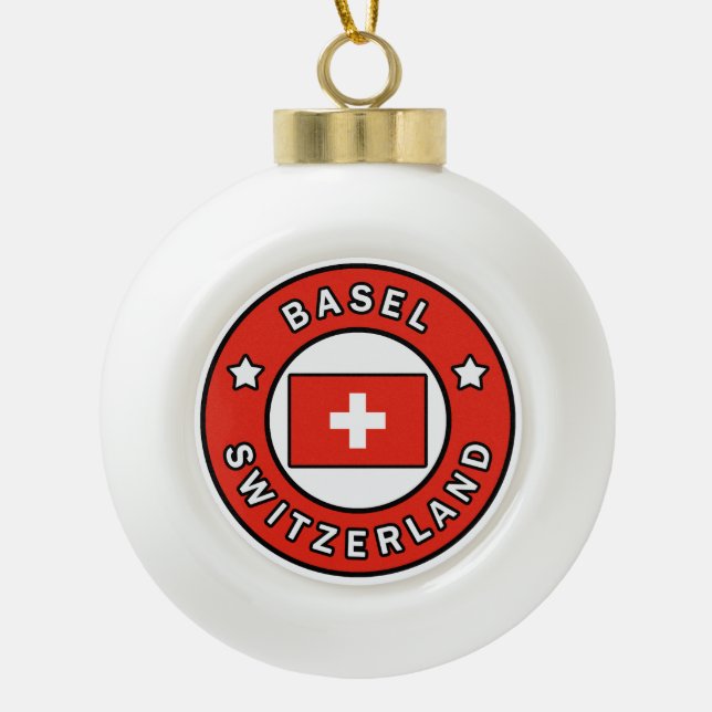 Basel Schweiz Keramik Kugel-Ornament (Vorderseite)