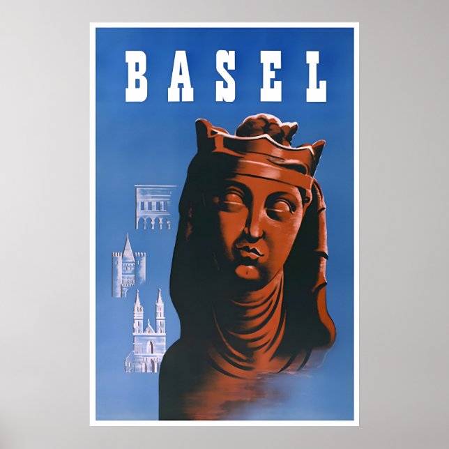 Basel Schweiz Kunst Schweizer Reiseplakat Druck Poster (Vorne)