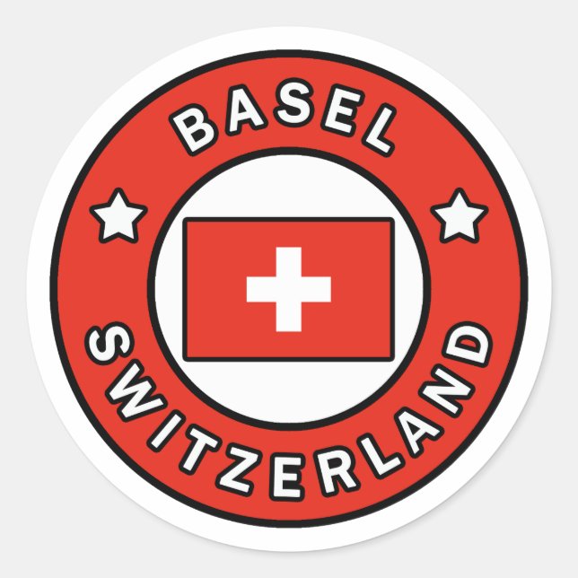 Basel Schweiz Runder Aufkleber (Vorderseite)