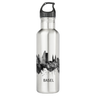 Basel Schweiz Skyline BW Edelstahlflasche