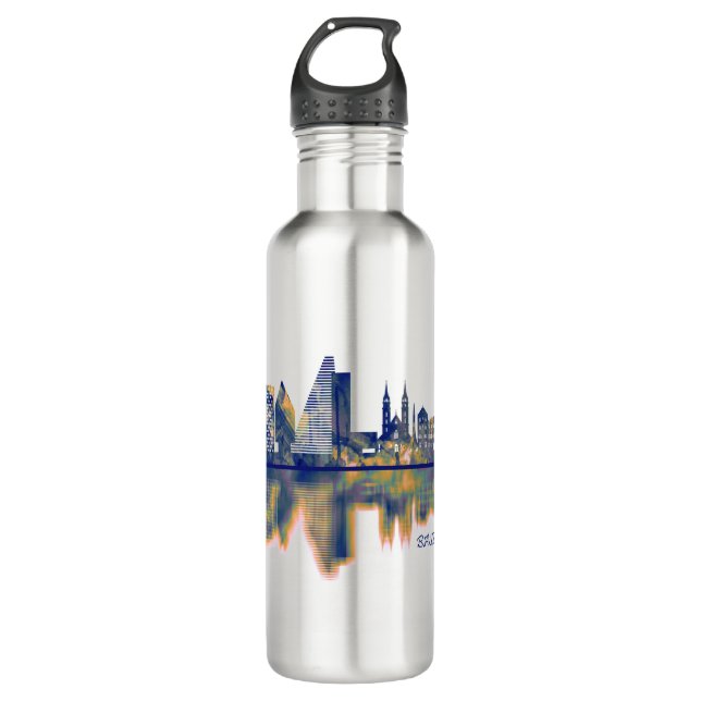 Basel Skyline Edelstahlflasche (Vorderseite)