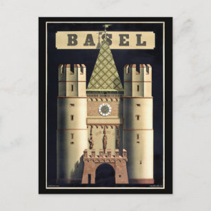 Basel Vintage-Reiseposter Restauriert Postkarte