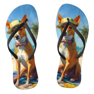 Basenji am Strand, Sommergeschenk für Hunde-Liebha Flip Flops