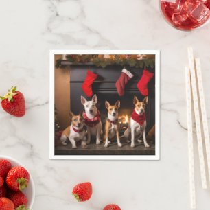 Basenji an der Weihnachtsfeier am Feuerplatz Serviette