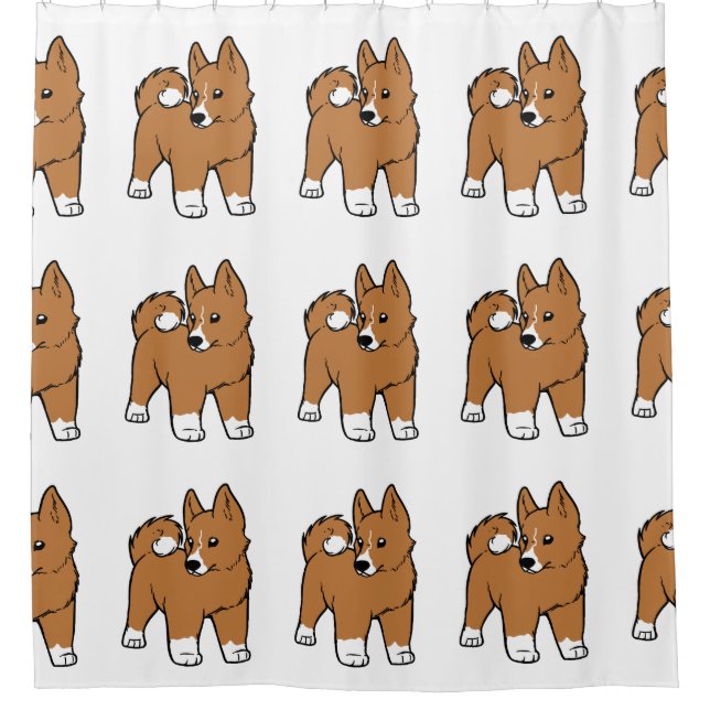 Basenji-Cartoon Duschvorhang (Vorderseite)