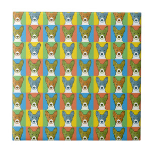 Basenji Cartoon Pop-Kunst Fliese