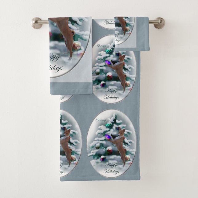 Basenji Christmas Badhandtuch Set (Insitu)