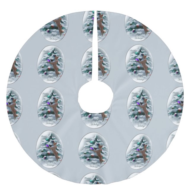 Basenji Christmas Polyester Weihnachtsbaumdecke (Vorderseite)