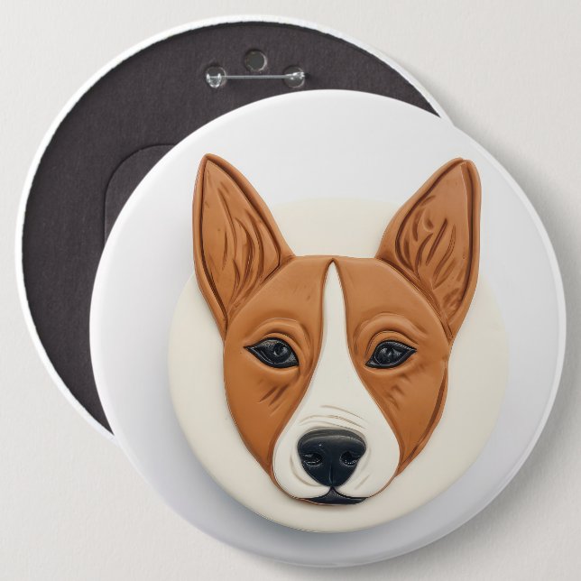 Basenji Dog 3D Inspiriert Button (Vorne & Hinten)