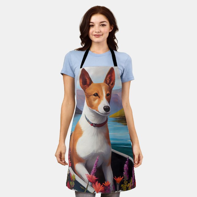 Basenji Dog auf einem Paddel: Ein Landschaftliches Schürze (Getragen)
