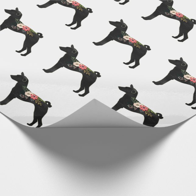 Basenji Dog Breed Boho Silhouette Geschenkpapier (Ecke)