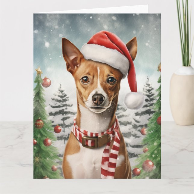 Basenji Dog Christmas Santa Paws Karte (Vorderseite)
