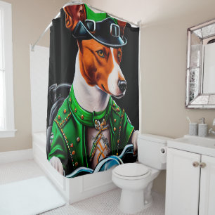 Basenji Dog Fahrrad St. Patrick's Day Duschvorhang