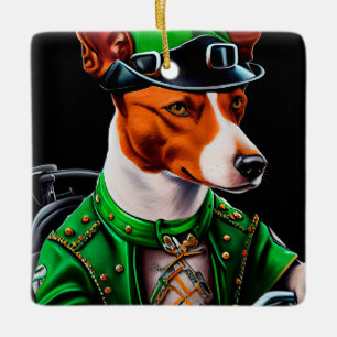 Basenji Dog Fahrrad St. Patrick's Day Keramikornament