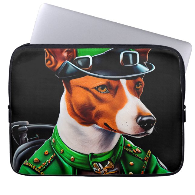 Basenji Dog Fahrrad St. Patrick's Day Laptopschutzhülle (Vorderseite)