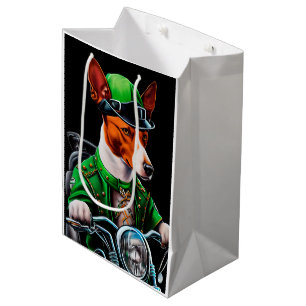 Basenji Dog Fahrrad St. Patrick's Day Mittlere Geschenktüte