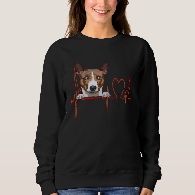 Basenji Dog Heartbeat EKG  My Dogs are My Cardio Sweatshirt (Vorderseite)