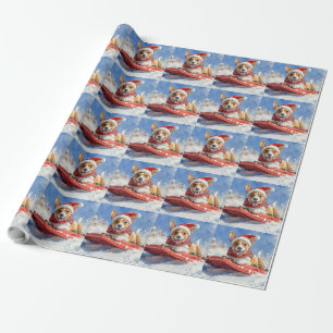 Basenji Dog in Sledge Lass es Schnee Weihnachten Geschenkpapier