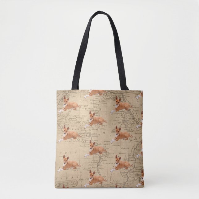 Basenji Dog Map Background Tasche (Vorderseite)