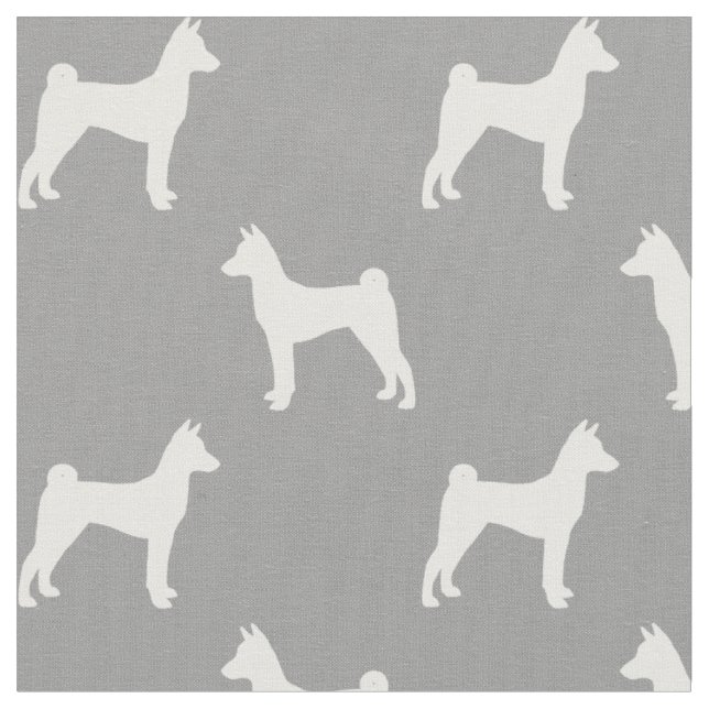 Basenji Dog Rasse Silhouetten Gemustert Stoff (Nahaufnahme)