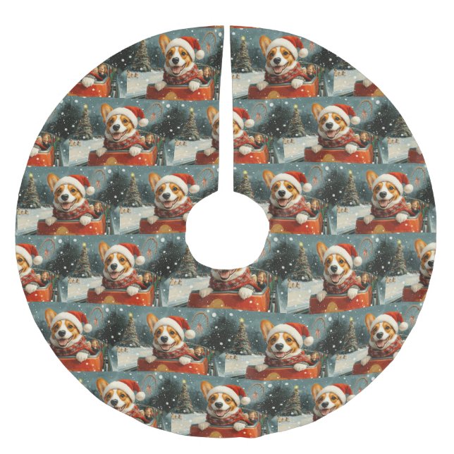 Basenji Dog Roller Untersetzer Weihnachten Polyester Weihnachtsbaumdecke (Vorderseite)