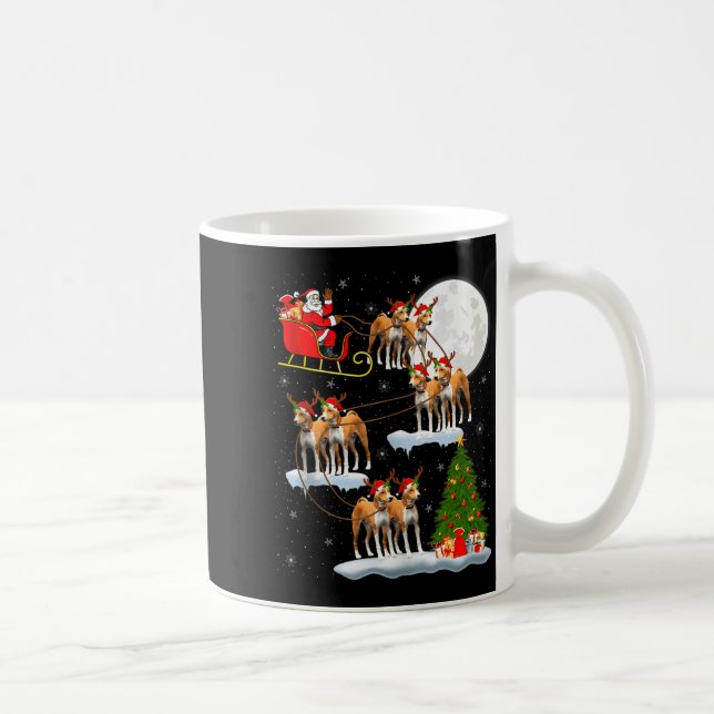 Basenji Dog Santa Sleigh Flying Funny Magical Chri Kaffeetasse (Rechts)