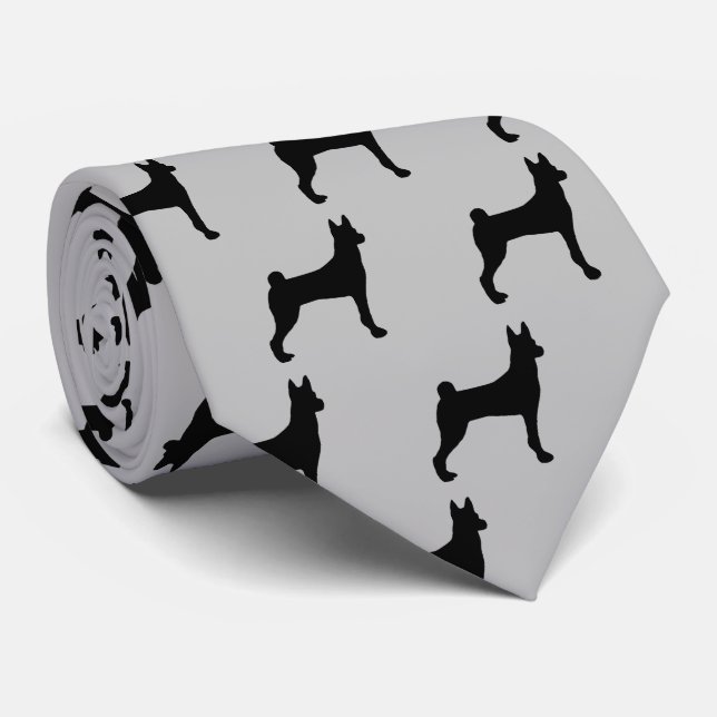 Basenji Dog Silhouette Krawatte (Gerollt)