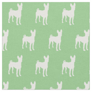 Basenji Dog Silhouette Pet Sage Green Stoff
