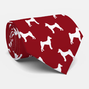 Basenji Dog Silhouetten Muster Rot und Weiß Krawatte