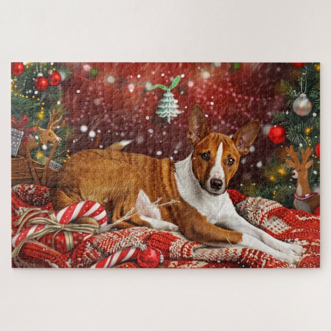 Basenji Dog Weihnachtsfest (Horizontal)
