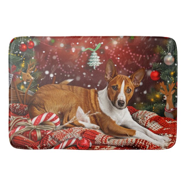 Basenji Dog Weihnachtsfest Badematte (Vorderseite)