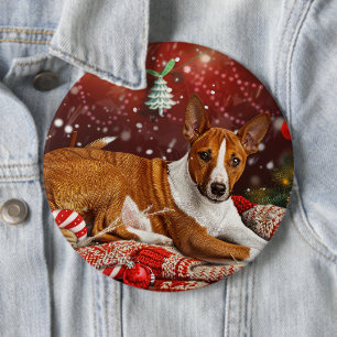 Basenji Dog Weihnachtsfest Button