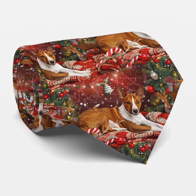 Basenji Dog Weihnachtsfest Krawatte (Gerollt)