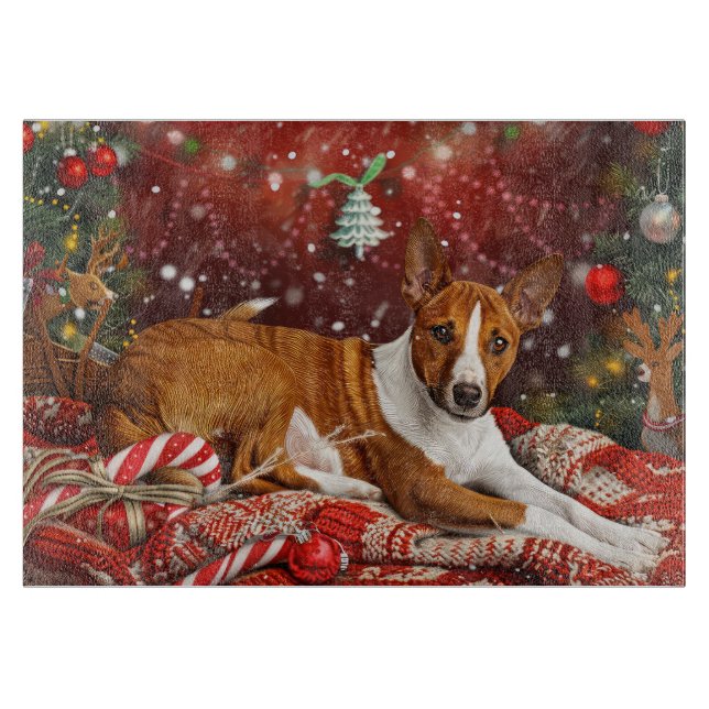 Basenji Dog Weihnachtsfest Schneidebrett (Vorderseite)