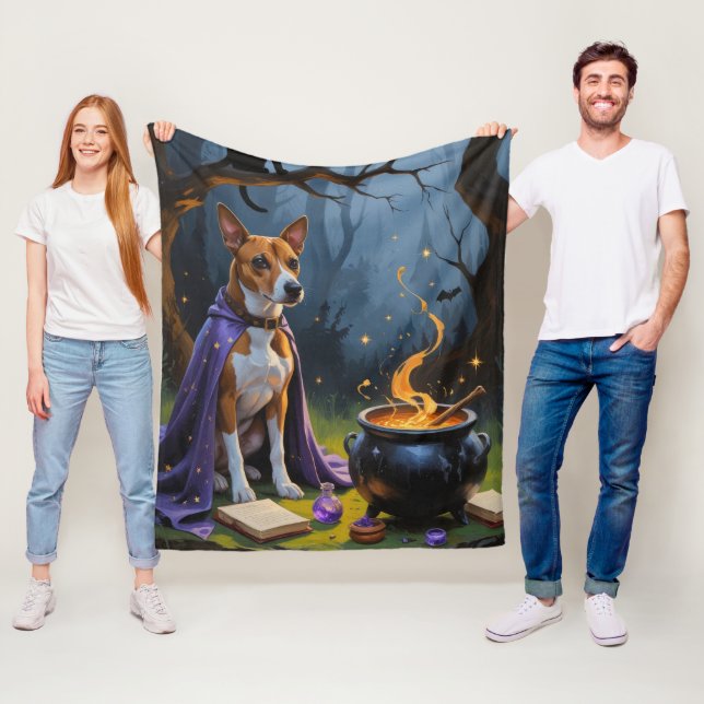 Basenji Dog Whimsical Halloween Malerei Fleecedecke (Beispiel)