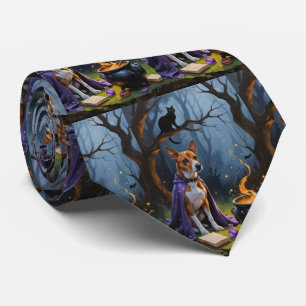 Basenji Dog Whimsical Halloween Malerei Krawatte