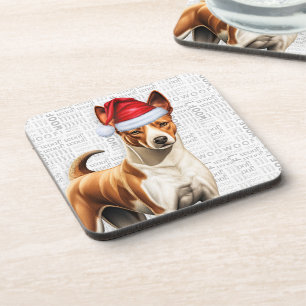Basenji Dog Woof Word Art Holiday Getränkeuntersetzer