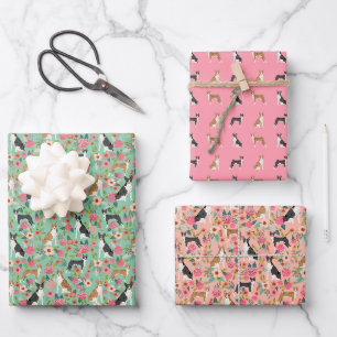 Basenji Dogs Floral Geschenkpapier Set