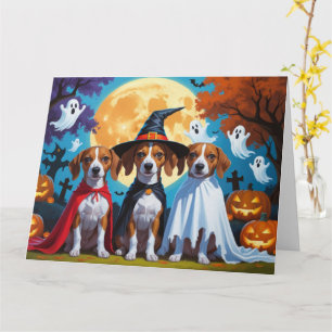 Basenji Dogs Pumpkin Halloween Funny Karte