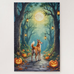 Basenji Enchanted Forest Halloween Kunstwerk