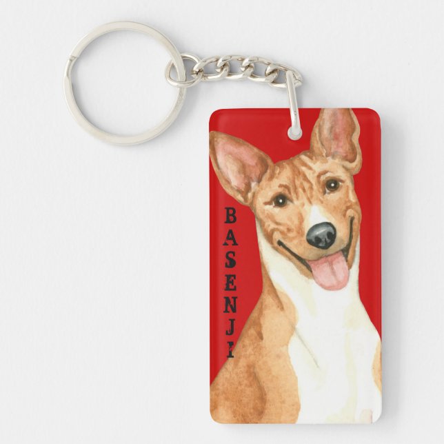 Basenji-Farbblock Schlüsselanhänger (Vorderseite)